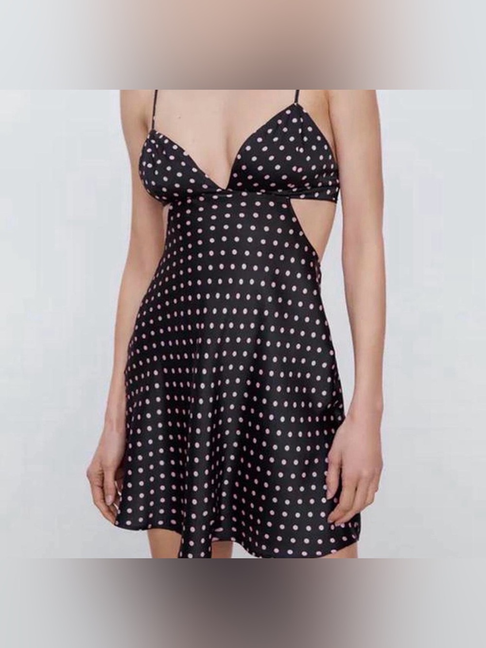 Zara mini polka dot cutout dress